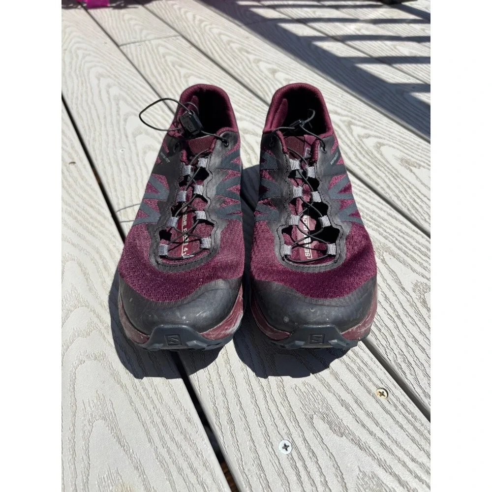Salomon Women's Sense Ride 4 Burgandy/Gray Trail Running Shoes Sneakers Size 10